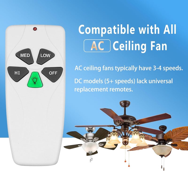 CeilingBreeze Universal Ceiling Fan Remote Control Kit Replacement for Harbor Breeze Hampton Bay Litex Hunter, 3-Speed Light Control with FAN28R Receiver, Replace FAN-53T 2AAZPFAN53T KUJCE9103 UC7030T 11T - Image 3